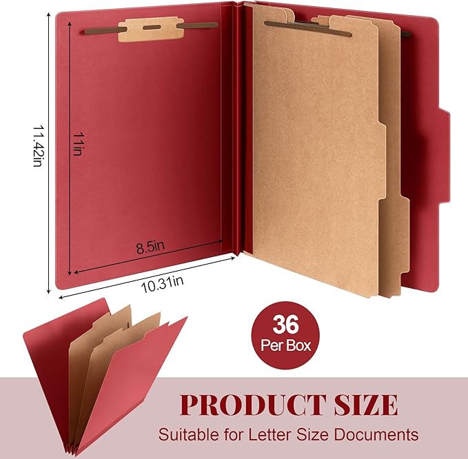 Skyygemm 36 Pcs Classification Folders Letter Size, 2 Divider Pressboard File - Image 2