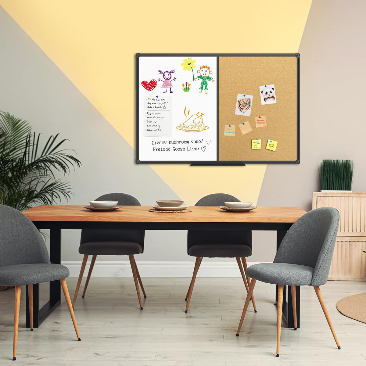 JILoffice White Board & Bulletin Corkboard Combination, Combo Board 36 x ...
