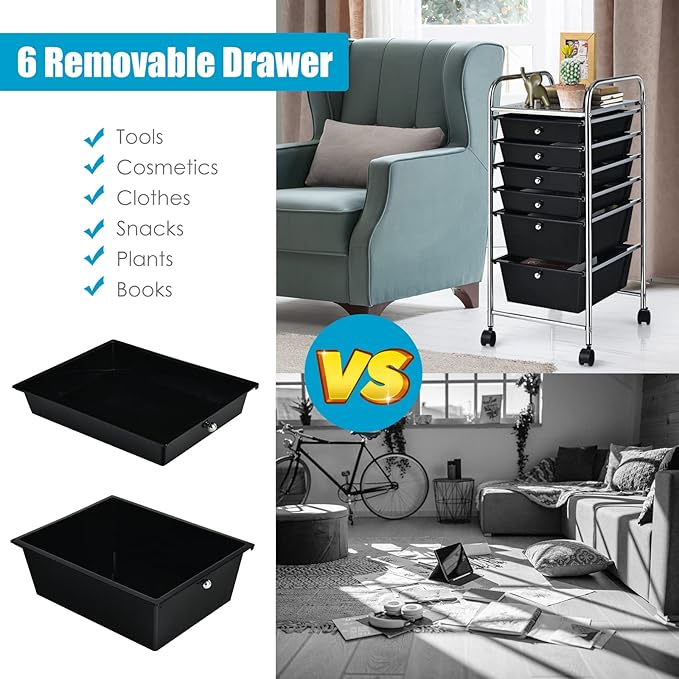 RELAX4LIFE 6-Drawer Rolling Storage Cart - Image 3