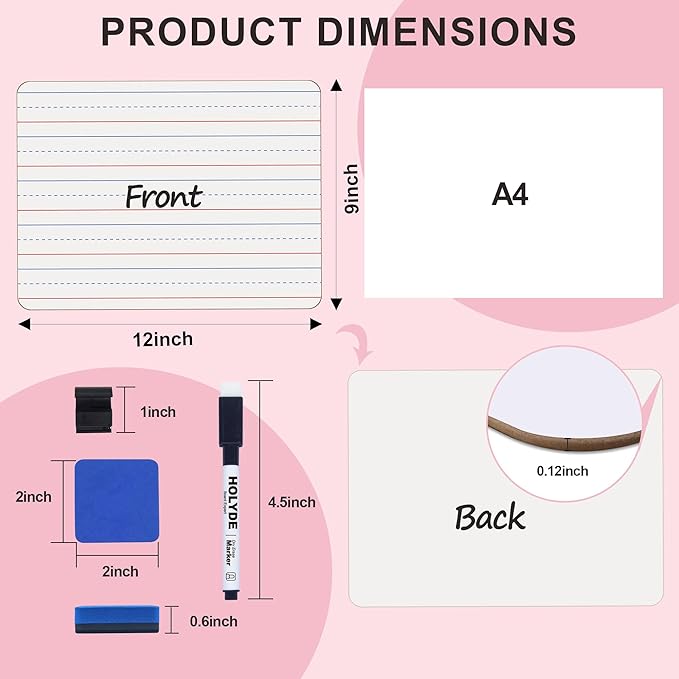 Dry Erase Boards 6 Pack, Double Sided Small Whiteboards - Image 3