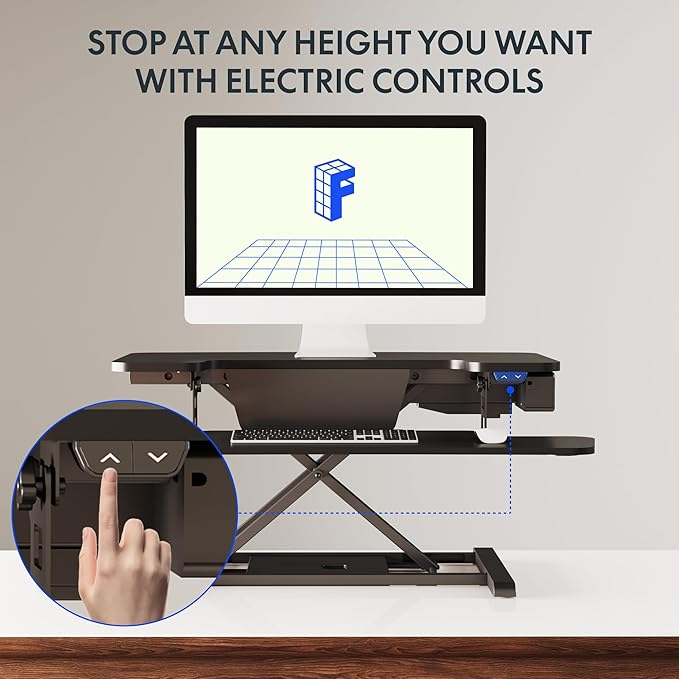 FLEXISPOT 32" Motorized Standing Desk Converter, Electric Stand up Desk Riser - Image 6