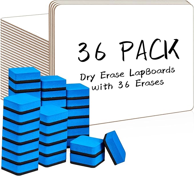 Dry Erase LapBoards, PANDRI 36 Pack Double Sided 12.5 x 9 Inch Whiteboards by PANDRI