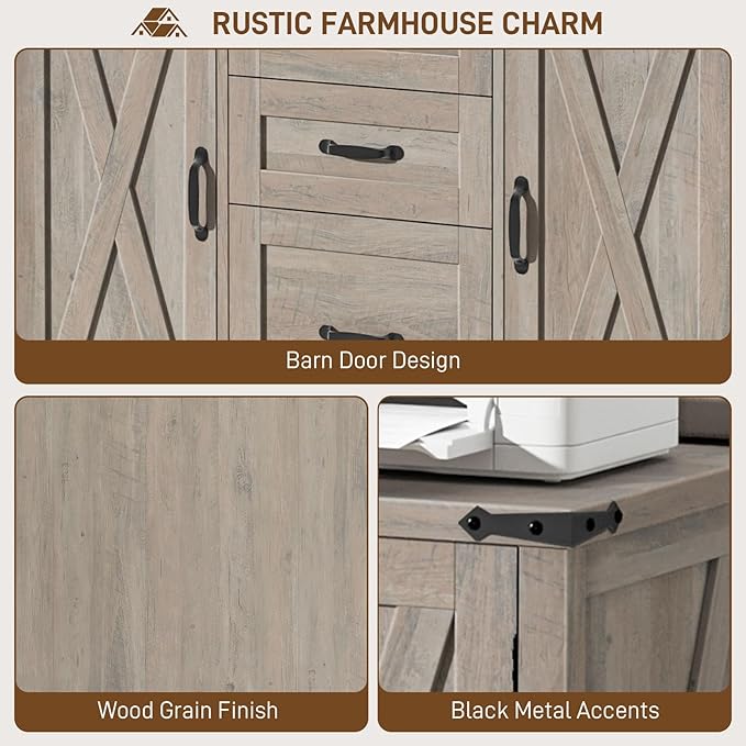 Vabches File Cabinet with 3 Drawers, Farmhouse Lateral File Cabinet Fits Files - Image 7
