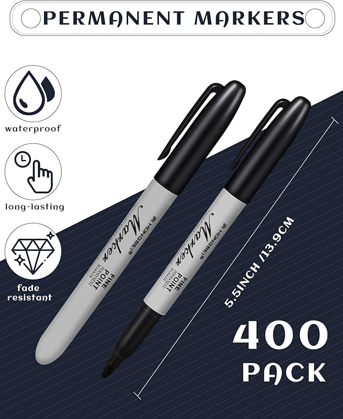 Thenshop 400 Pack Black Permanent Markers Bulk - Image 3