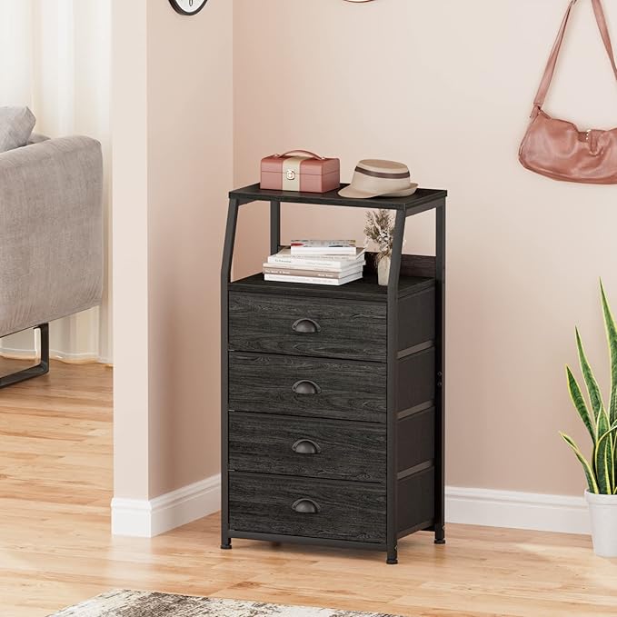 Furnulem Tall 4 Drawers Dresser, Vertical Storage Tower Black Dresser - Image 8