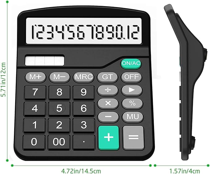 Calculator, Splaks 2 Pack Standard Functional Desktop Calculators Solar and AA - Image 4