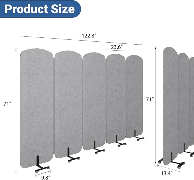Natwind 5 Panel 122.8 x 71 in Office Room Privacy Protect Space Divider - Image 3