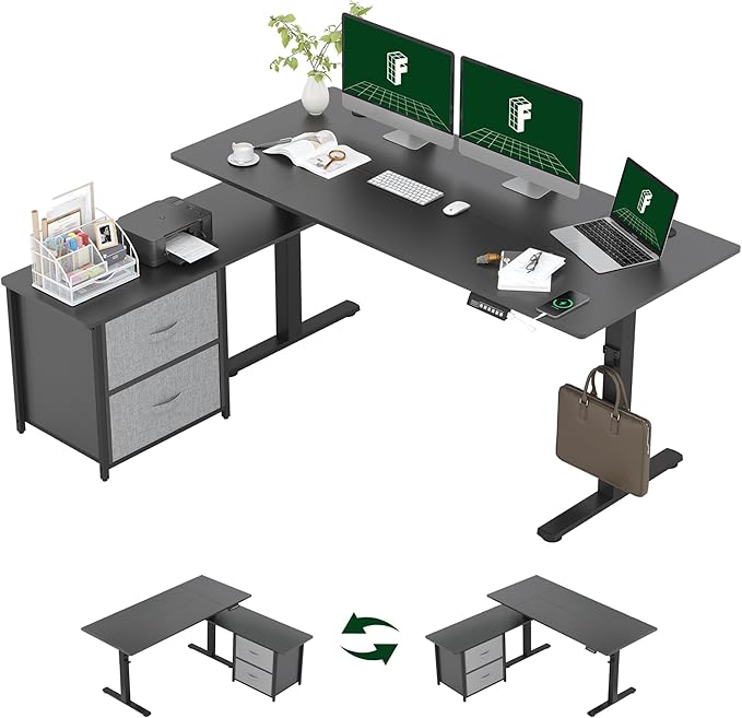 FLEXISPOT 63'' L Shaped Reversible Standing Desk by FlexiSpot