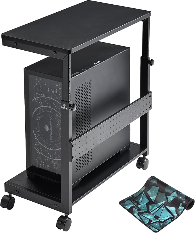 EUREKA ERGONOMIC PC Stand Computer Cart, Height Adjustable Tower Stand 2-Tier by EUREKAERGONOMIC