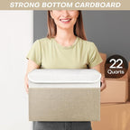 Bagnizer Large 22 Quart Linen Fabric Foldable Storage Bin Cube Organizer Basket - Image 6
