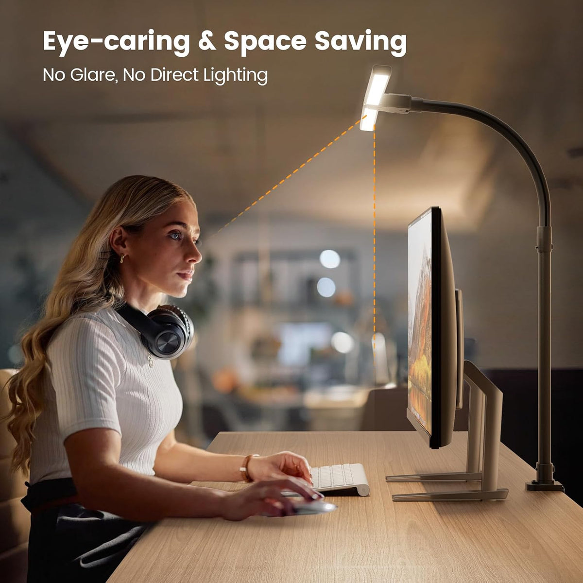 LED Desk Lamp for Home Office, 24W Computer Desk Light with Remote Control, B...