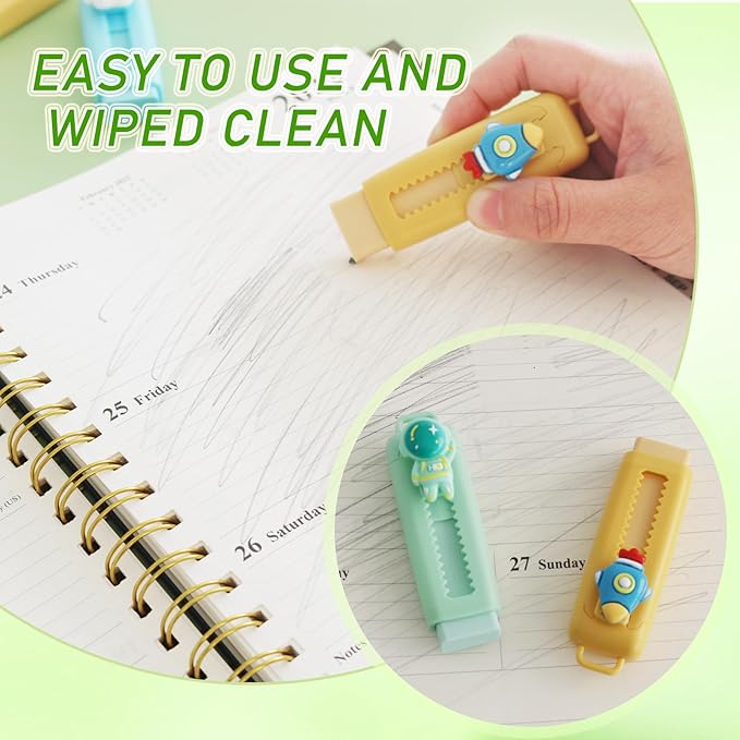 24 Pcs Cute Retractable Eraser for Pencils | Kawaii School Supplies Erasers| - Image 5