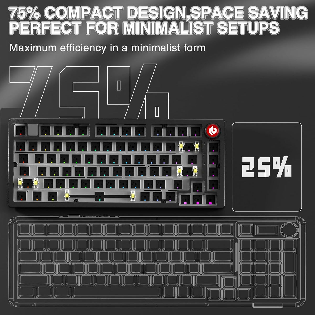 LEOBOG Hi75C Upgraded Wired Mechanical Keyboard Kit – Aluminum Alloy 75%