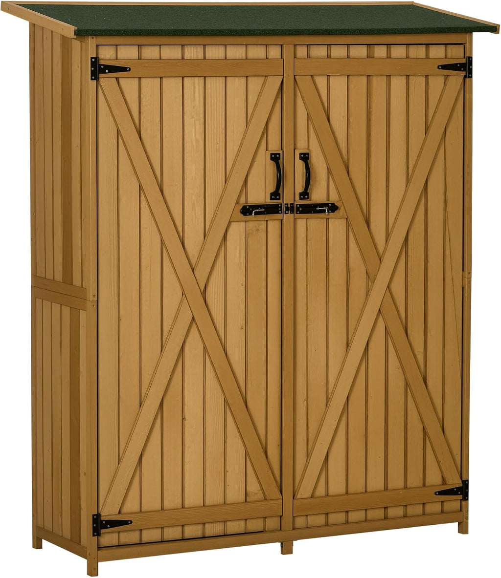 outsunny outdoor storage cabinet waterproof asphalt rood lockable, main product view