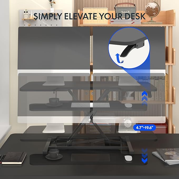 FLEXISPOT 40" Wide Standing Desk Converter Sit to Stand up Riser Height - Image 4