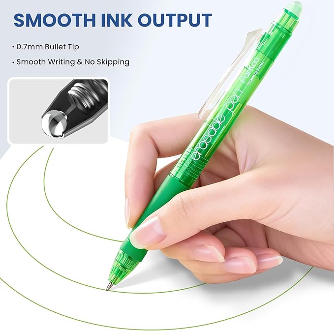 ParKoo 26 Colors Erasable Gel Pens, Retractable Erasable Pens Fine Point - Image 4