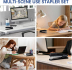 Metal Stapler Heavy Duty - 50 Sheet Capacity with 2000 Pieces 1/4", 5/16" Staples and Staple Remover, No Jam, Non-Slip, Stapler Heavy Duty for Desk, Classroom and Office, Black