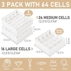 Criusia 3 Pack Sock Underwear Drawer Organizer Dividers, 64 Cell Fabric - Image 2