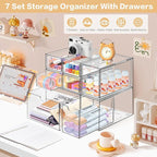 Desk Organizer with 7 Drawers, FODIENS 7 Packs Acrylic Stackable Desktop - Image 3