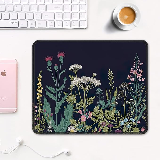 Auhoahsil Mouse Pad, 12 x 10 in Flower Theme Computer Mouse Pad - Image 2