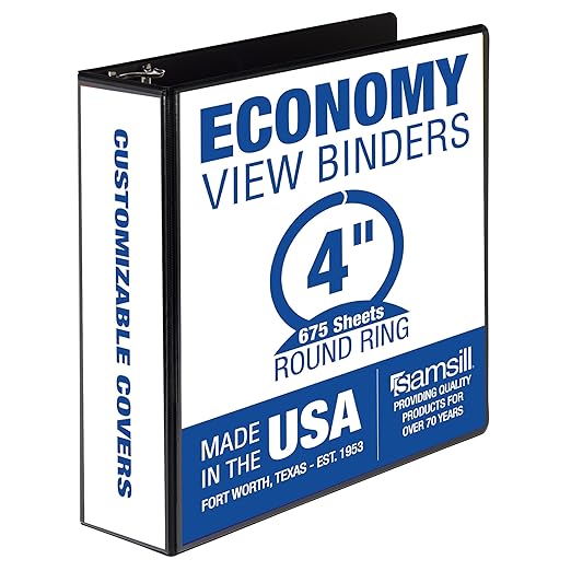Samsill 4 Inch 3 Ring Binder, Made in USA, Economy Round Ring, 675 Sheet by Samsill