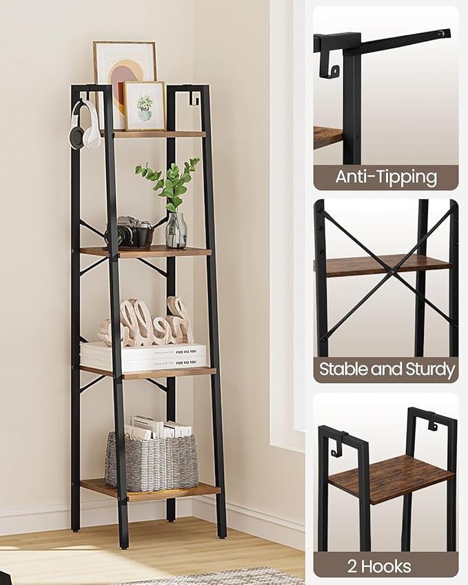 Hzuaneri Ladder Shelf, Bookshelf Bookcase, Freestanding Corner Storage Shelve - Image 6
