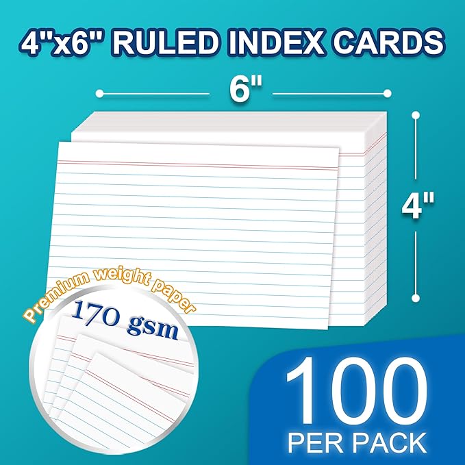 H4D 4x6 Index Card Case with 100 Heavyweight Ruled Index Cards and Dividers - Image 5