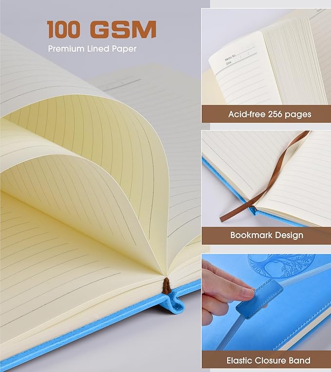 Biuwory Lined Journal Notebook for Women Men, 256 Pages A4 Large Hardcover - Image 4