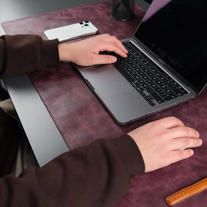 TORONATA Jersey Genuine Calfskin Leather Desk Pad, Office Desk Mat - Image 2