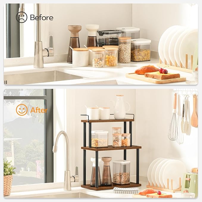 HOOBRO Kitchen Countertop Organizer, Moveable Corner Shelf, Desktop Storage - Image 4