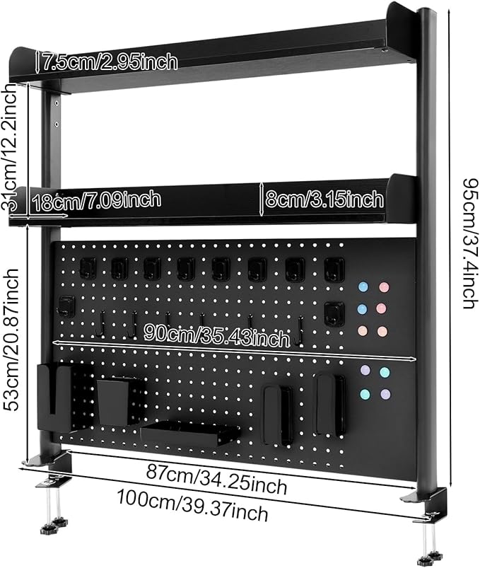 Dlinanta Clamp-On Pegboard Desk Organizer, 2-Tier Clamp On Desk Shelf - Image 3