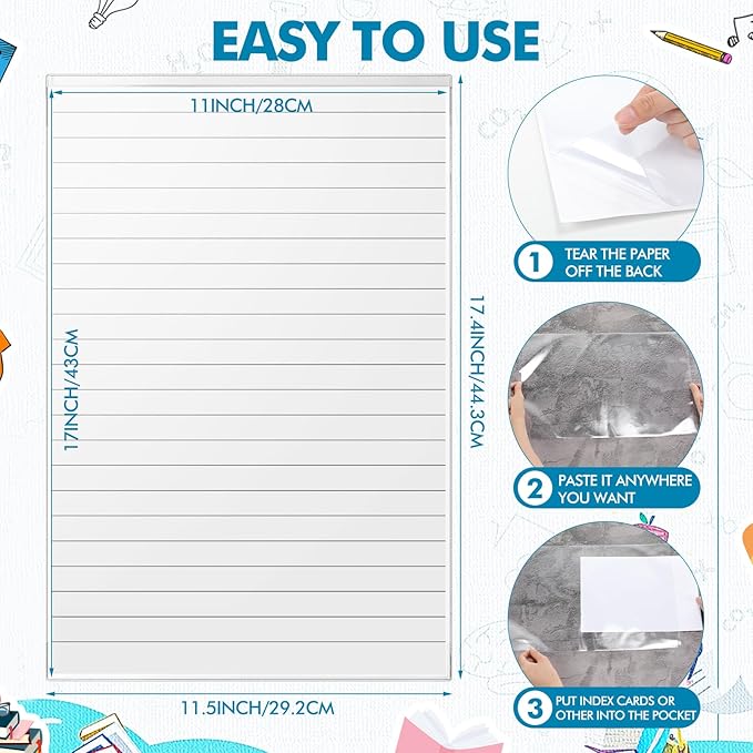 Outus Self Adhesive Shop Ticket Holders Clear Plastic Sleeves Adhesive Pockets - Image 2