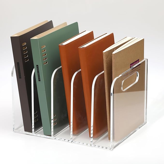 AIDIMOO Acrylic Magazine File Holder, 5 Vertical Compartments Desk Document - Image 4