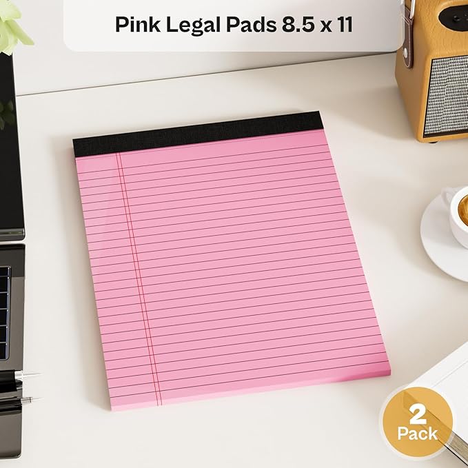 360 Sheets Pink Legal Pads 8.5" x 11" Pack of 12 Note Pads Wide Ruled Lined - Image 5