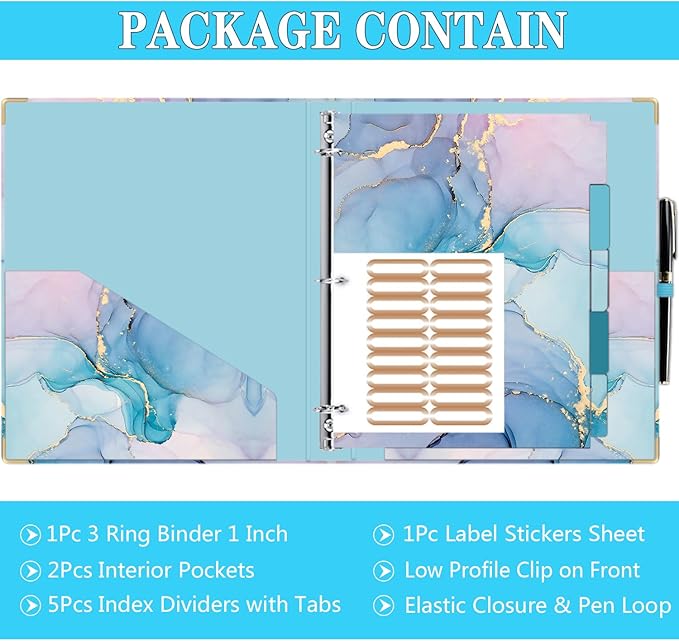 Lateefah 3 Ring Binder, 1 Inch Binder Organizer - Image 5