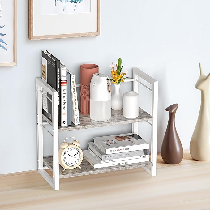ART-GIFTREE Office Desk Shelf Organizer, Wood Desktop Bookshelf Supplies - Image 2