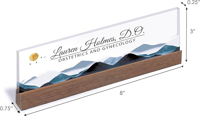 ARTBLOX | Office Personalized Name Plate Mountains Design On Clear Acrylic Glass - Image 3