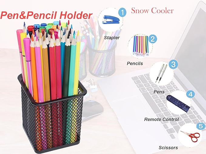 SNOW COOLER Pen Holder Pencil Holder Metal Pen Holder Cup Pencil Holder - Image 4