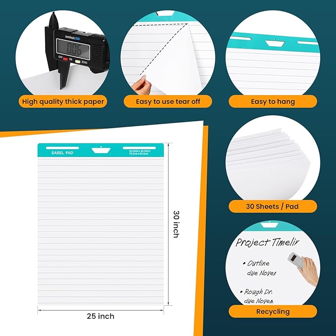 OLenyer Super Sticky Easel Pad, 25x 30IN, Large Self Stick Flip Chart Paper - Image 7