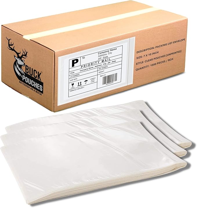 200 Pack 7"x10" Shipping Label Sleeves – Clear Self-Adhesive Packing Slip by BuckUSA