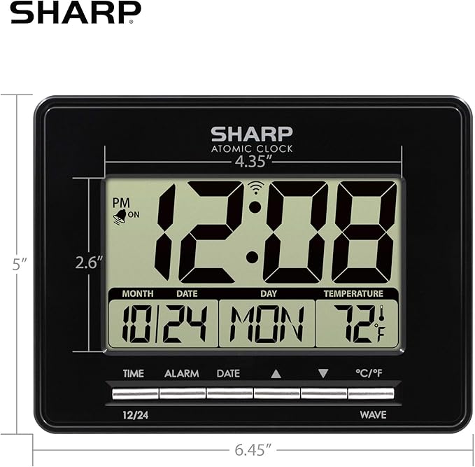 Sharp Atomic Desktop Clock – Auto Set Digital Alarm Clock - Image 5