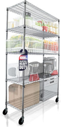 4000 LBS Heavy Duty Wire Rack 48 x 18 x 76, 5-Tier NSF Commercial Rolling Rack by CRESCENTHOUSEWARES