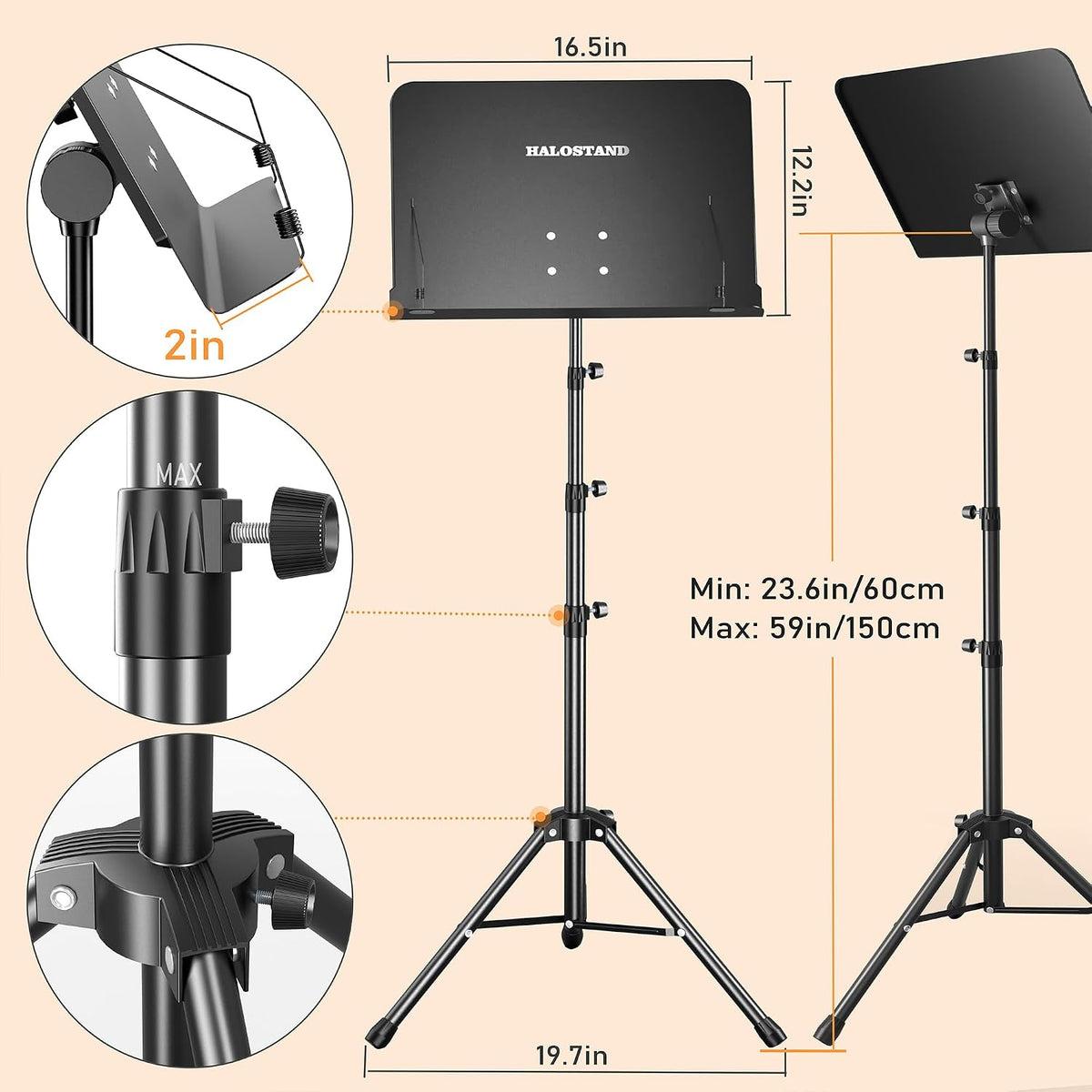 5 in 1 Dual-use Sheet Music Stand & Desktop Book Stand, Height Adjustable...