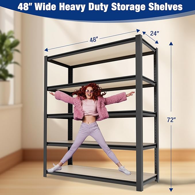 WORKPRO House 5-Tier Shelving Unit, Adjustable Heavy Duty Storage Shelves - Image 3