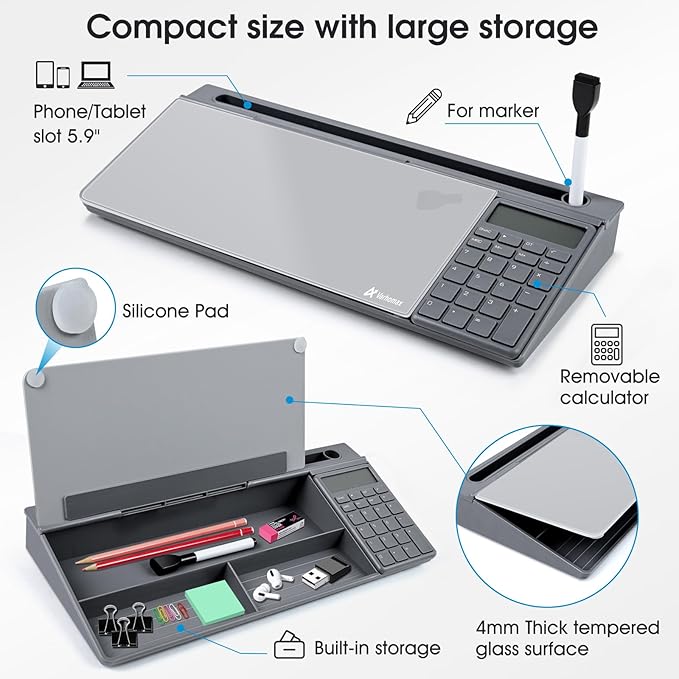 Varhomax Glass Desk Whiteboard Gray - Image 6