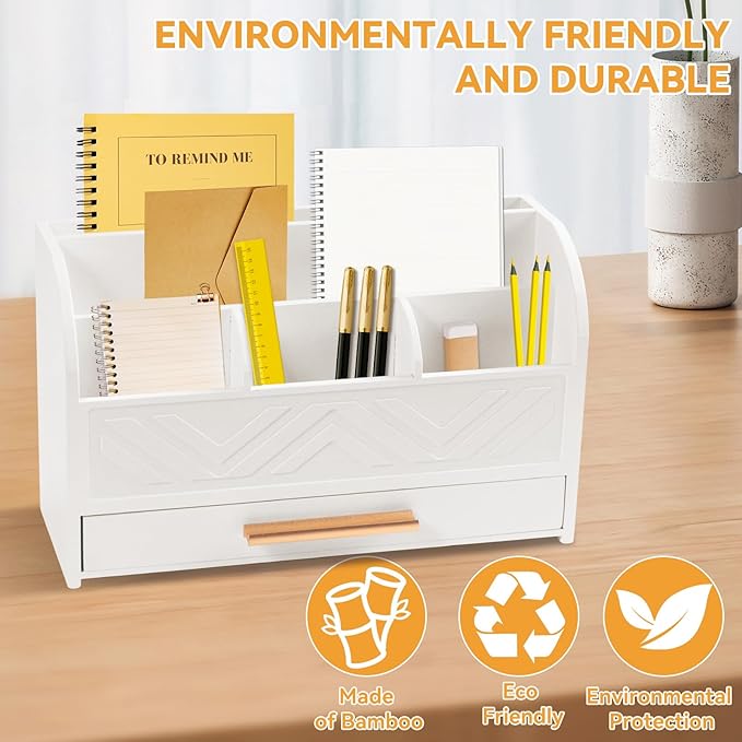 Mail Organizer Countertop Kitchen-White Mail Holder Countertop Drawers Wood - Image 3