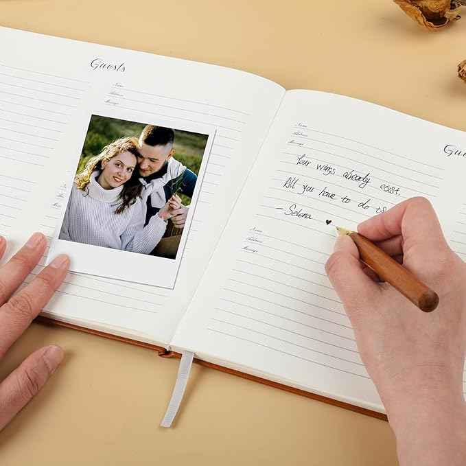 Leather Wedding Guest Book, Visitor Log Guest Book - Image 3