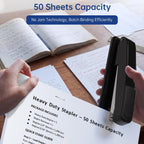 Metal Stapler Heavy Duty - 50 Sheet Capacity with 2000 Pieces 1/4", 5/16" Staples and Staple Remover, No Jam, Non-Slip, Stapler Heavy Duty for Desk, Classroom and Office, Black