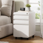 Dripex 3 Drawer Metal Rolling File Cabinet Under Desk Filing Cabinet White | 16"W x 18"D x 24"H, Lockable, 5 Wheels, Fully Assembled, Letter/Legal Size, Suitable for Home Office
