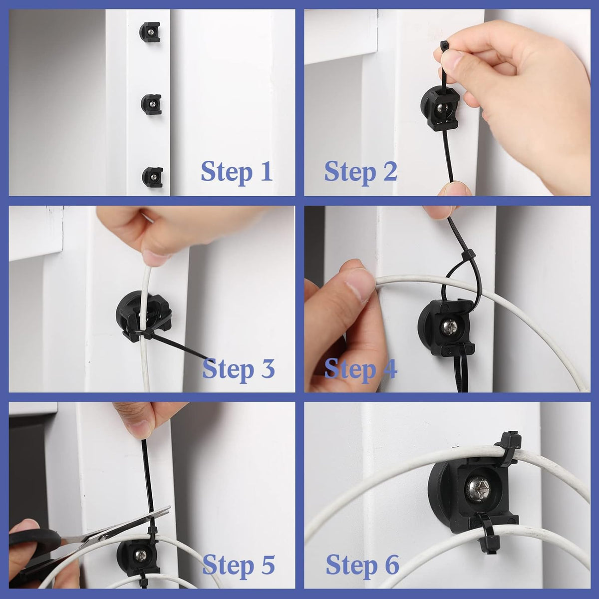 Yookeer 15 Pcs Magnetic Zip Tie Mount Cable Clips Black, 22 mm